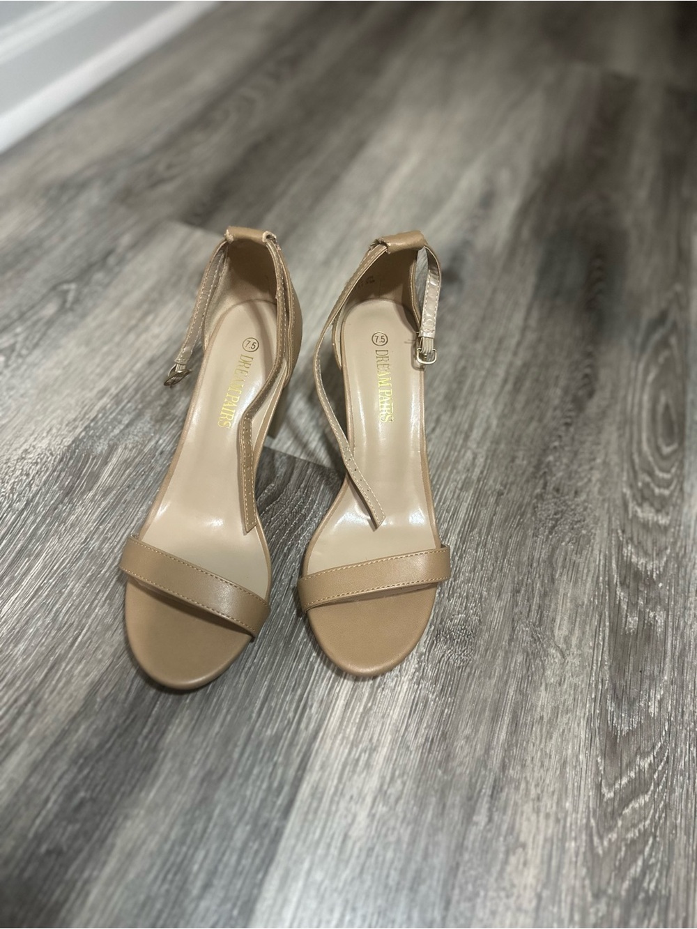 Women's Nude Ankle-Strap Heeled Sandals